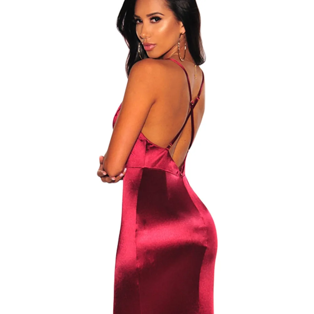Sleeveless V Neck Zip Vintage Dress Asymmetrical Spaghetti Strap Maxi Party Night Club Dresses Backless Vestidos Verano 2019|Женские