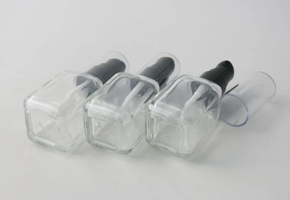 Новое поступление! 1OZ прозрачная/прозрачная квадратная Стекло бутылка с черные