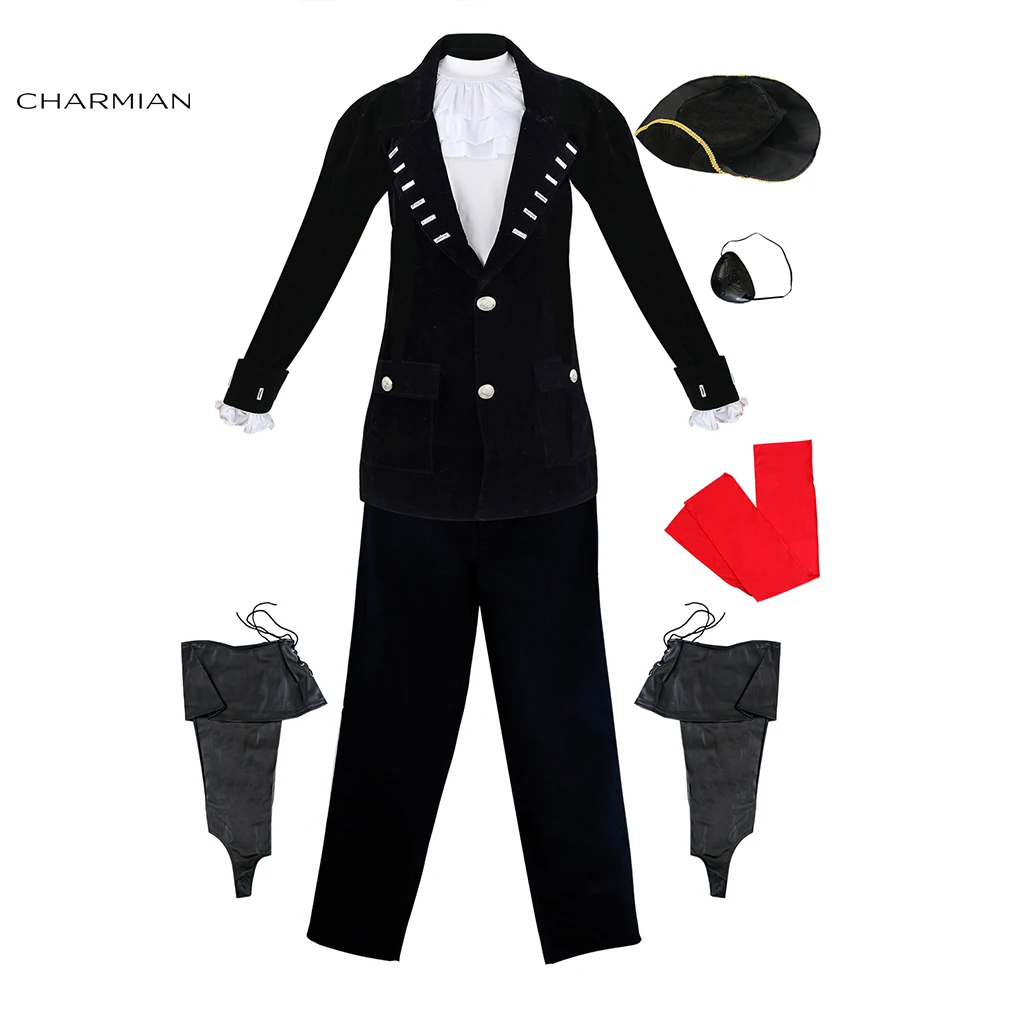 Charmian Deluxe мужской костюм пирата на Хеллоуин взрослый черный капитан пират косплей