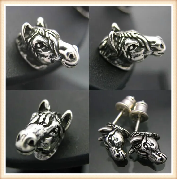 Новые винтажные серьги гвоздики в стиле хиппи с лошадью античные