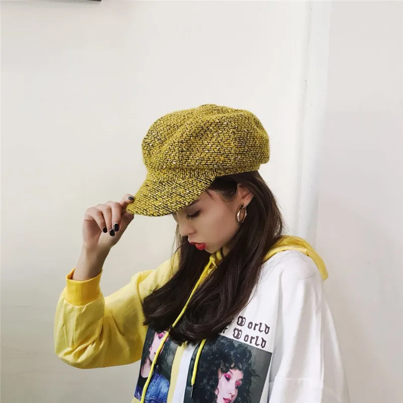 Brand New Wool Women Beret Autumn Winter Octagonal Cap Hats Solid Color Stylish Female Artist Painter Caps Lady | Аксессуары для