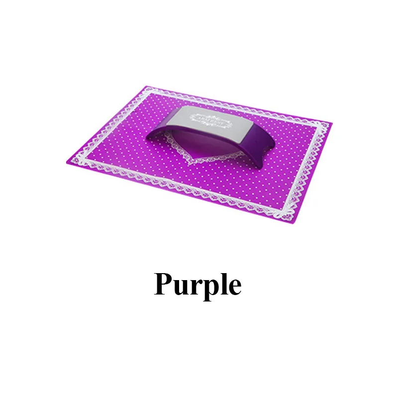Purple Силиконовая подушка для запястья Подставка для рук Маникюрный Стол Держатель для рук моющийся Мат коврик складной дизайн ногтей салонные инструменты - Цвет: Purple