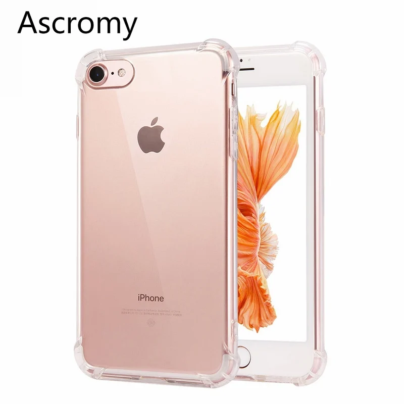 Чехол Ascromy для iPhone 7 кристально чистый ударопрочный чехол прозрачный мягкий из