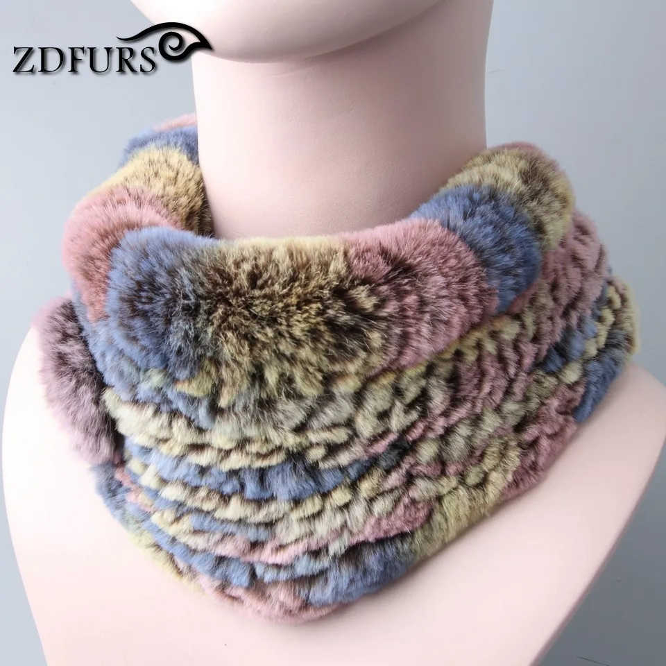 ZDFURS * Женский вязаный шарф ручной работы из кроличьего меха модное кольцо