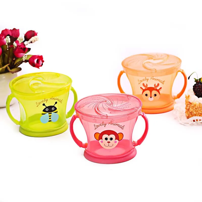 Детская чашка для закусок антипролитая герметичная силиконовая с ручкой посуда