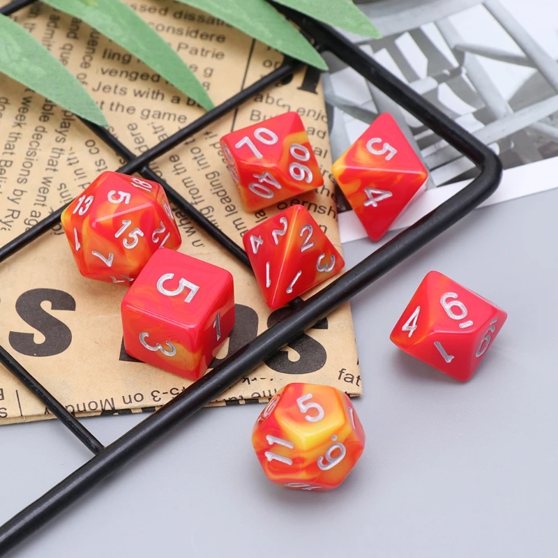 

7pcs/Set Multi-sided Dice Acrylic Dice Digital Dice D4-D20 Dice For Magic-the-Gathering D&D RPG Poly Game
