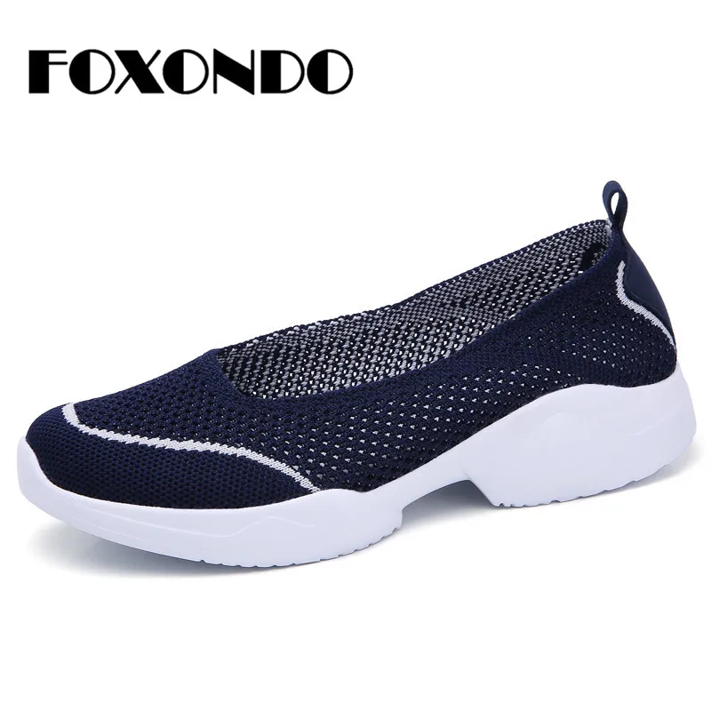 FOXONDO/2019 г. Летняя женская обувь кроссовки с дышащей сеткой балетки на плоской