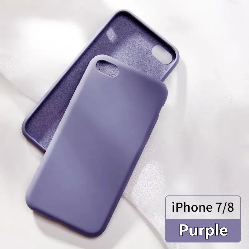 Фиолетовый Original Simple Color Silicone Phone Case for iPhone 6 6S 7 8 Plus Cute Candy Color Soft Back Cover for iPhone XR XS Max Cases - Цвет: Фиолетовый