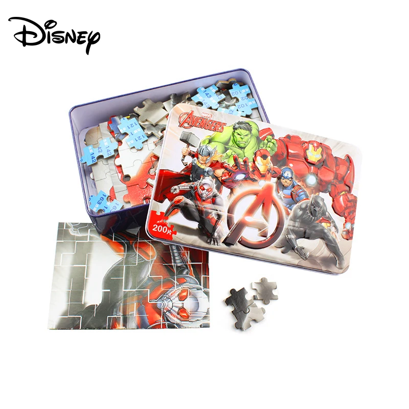 Disney Spider Man Avengers Plane Puzzle 200 шт. железный ящик деревянные игрушки Zhiyi развивающая