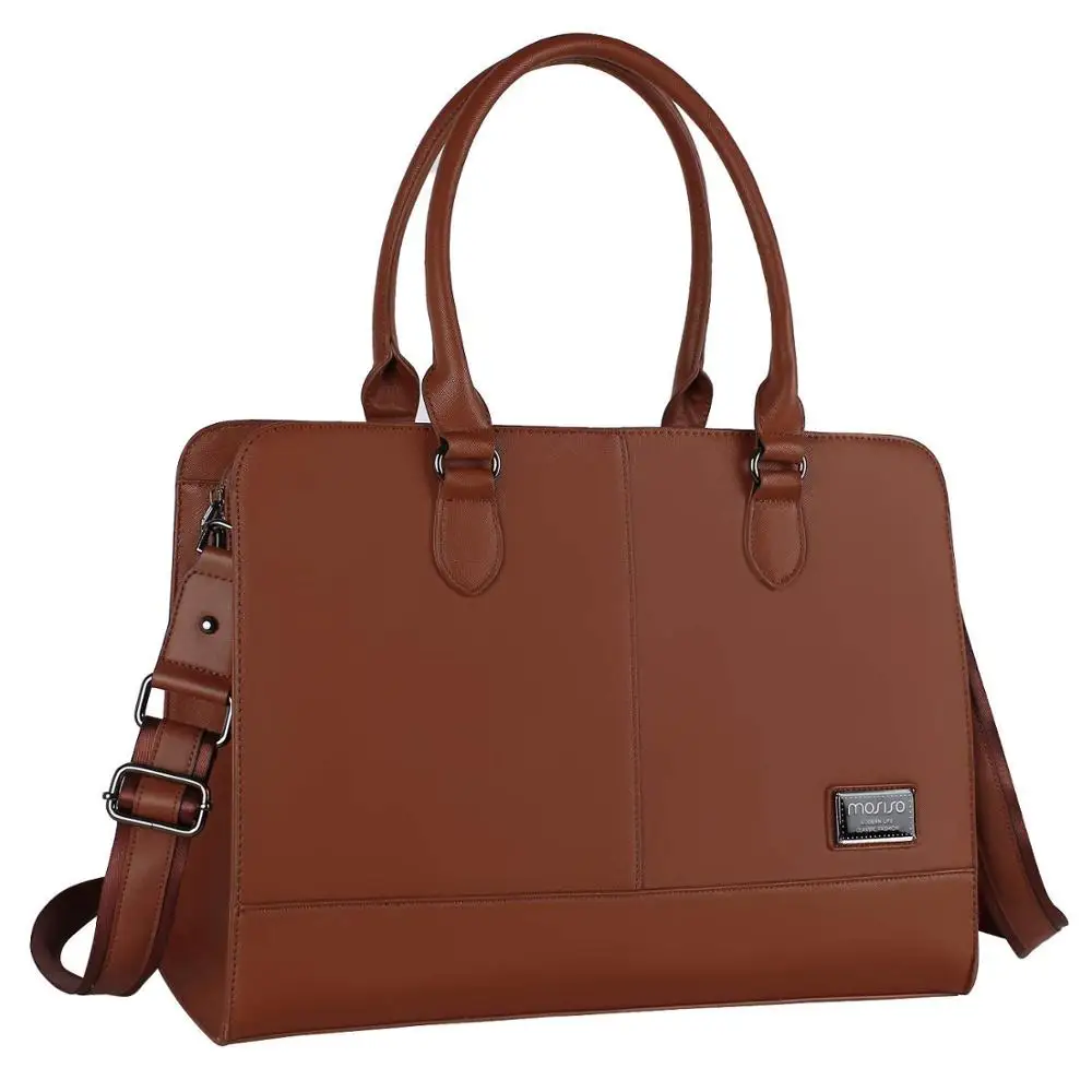 Brown MOSISO сумка для ноутбука из искусственной кожи портфель для женщин 14 15 15,6 дюймов для Macbook hp Dell acer lenovo сумка для ноутбука сумка через плечо - Цвет: Brown