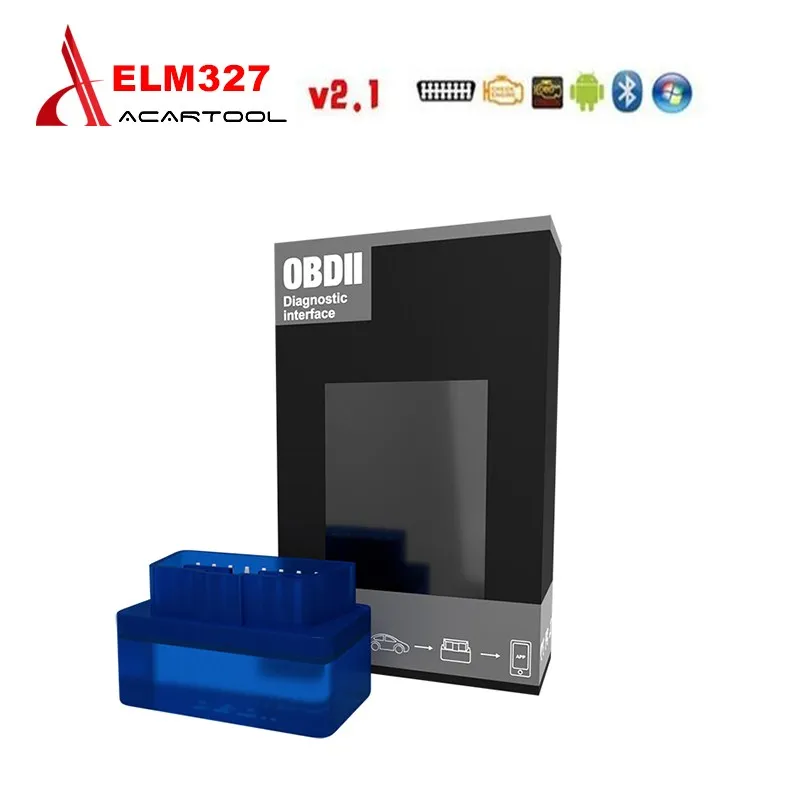 Мини сканер ELM327 OBD2 V2.1 Bluetooth считыватель кодов работает на Android/ПК диагностические