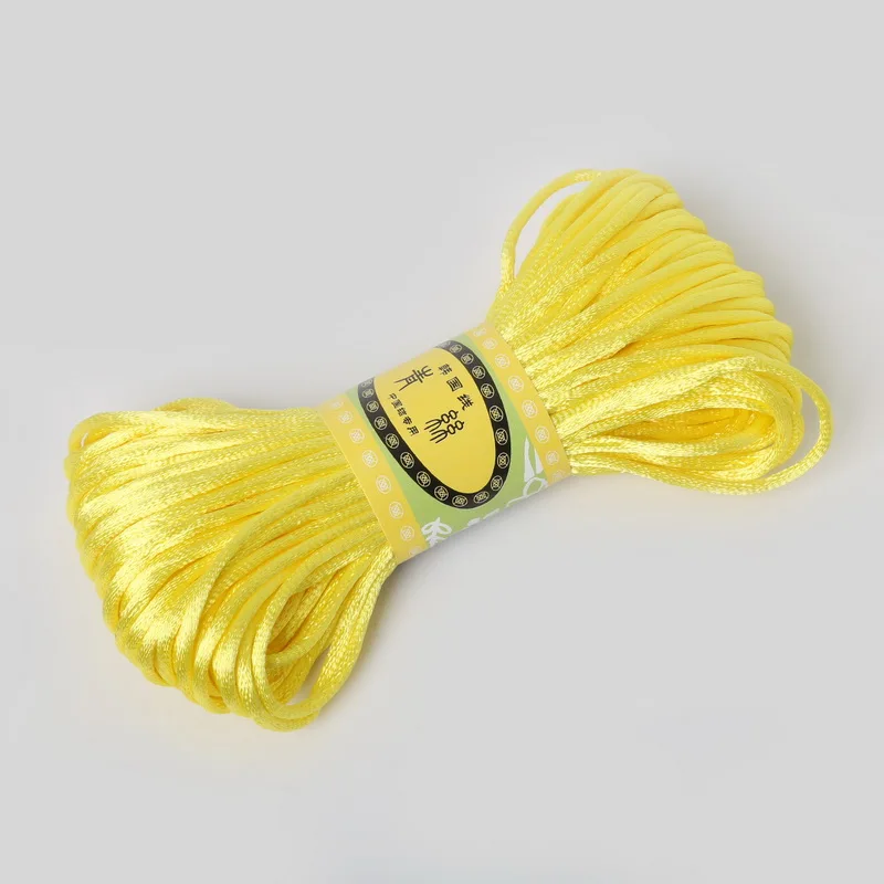 Yellow 29 цветов 20 м 2 мм крепкий Плетеный макраме Шелковый Атласный нейлоновый шнур веревка DIY Ювелирный Браслет фурнитура для изготовления бисероплетения нить проволока - Цвет: Yellow