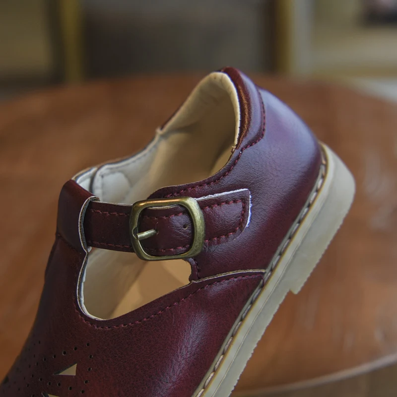 2019 Весна Новая принцесса вырезами Мэри Джейн Туфли без каблуков дети красный