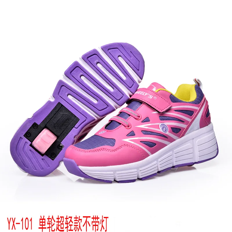 Фиолетовый Heelys Детские кроссовки с одним колесом для мальчиков и девочек, повседневная обувь на роликах, детские спортивные ботинки для девушек - Цвет: Фиолетовый