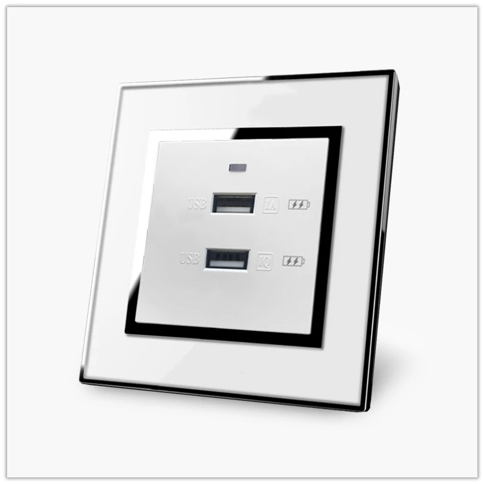 2 Usb разъем порт зарядное устройство 5 в 2100 мА настенный двойной USB IOS Android Pad Телефон быстрая зарядка розетка акриловая панель
