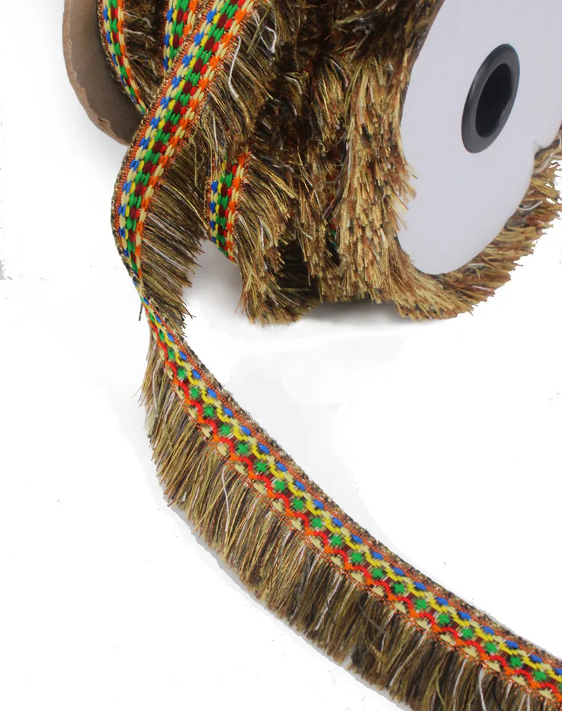 Плетеная коричневая бахрома искусственная ткань вышивка жаккардовая кружевная