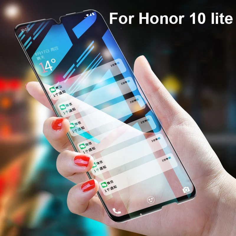 Закаленное стекло для huawei honor 10 lite light полное покрытие защитный чехол экрана