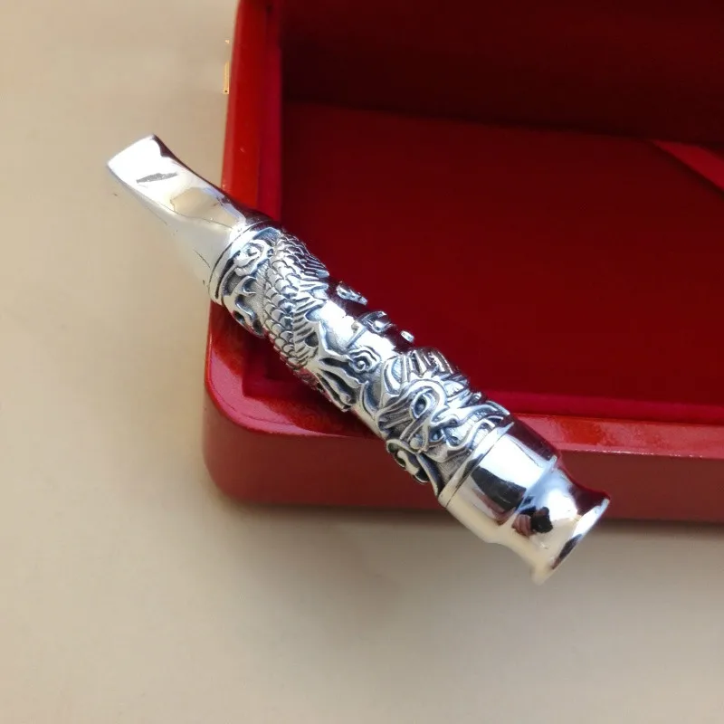 

Pure Silver Xianglong Cigarette Holder With Filter Element 999 Silver Jewelry Cigarette Bag, Tap Cigarette, Pipe, Men's