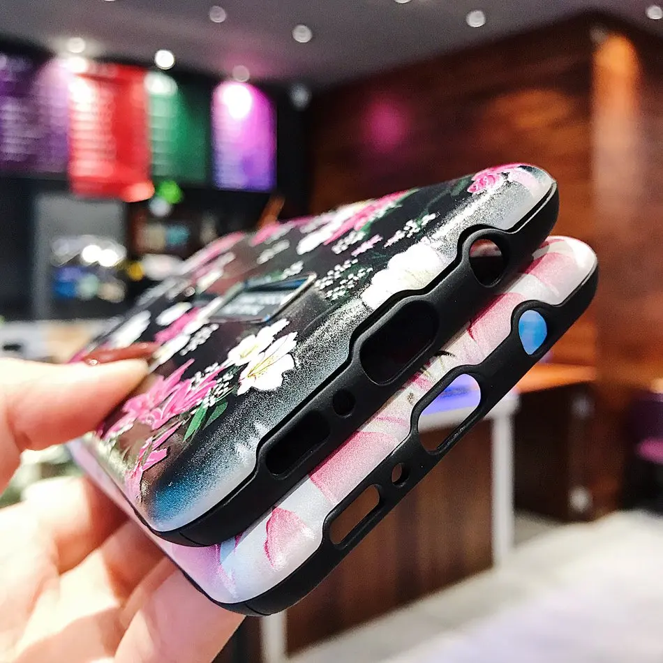 For Galaxy S10 Plus S10E Case Fashion Vintage Flower Silicon Stretch Ring Samsung With Hide Stand Holder Phone | Мобильные телефоны