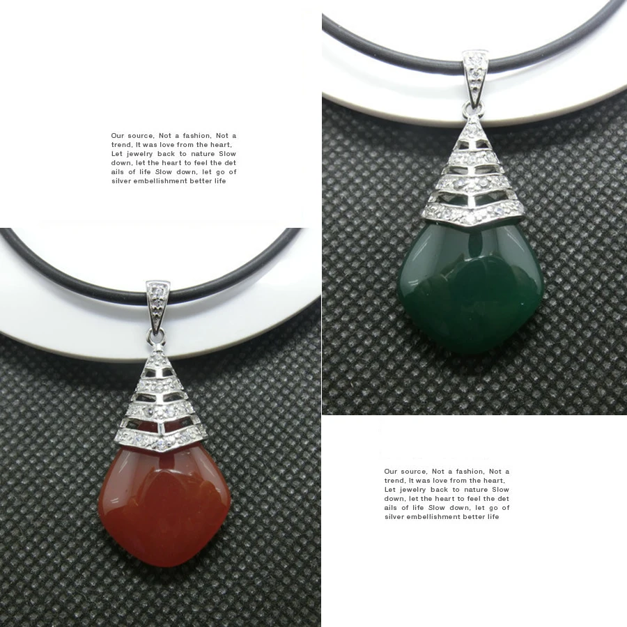 Women's Pendant 100% Real 925 Sterling Silver Jewelry With AAA Grade Agate Stone | Украшения и аксессуары