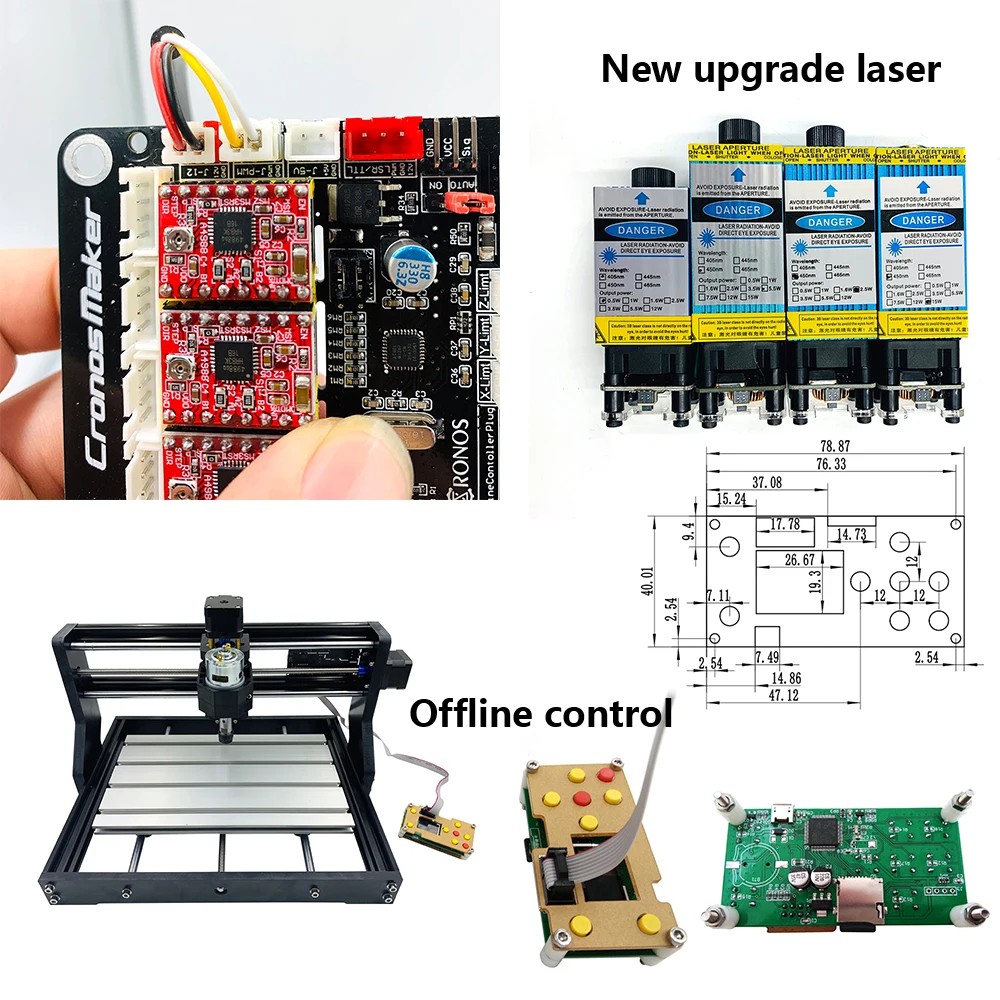 

Mini CNC3018 Pro 15W Laser Engraving Machine with 500mw 2500mw 5500mw Head ER11 Wood Router Wood Carving CNC 3018 PRO