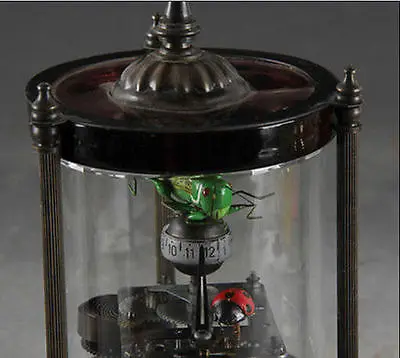 Старые коллекционные декорированные медные механические настольные часы с