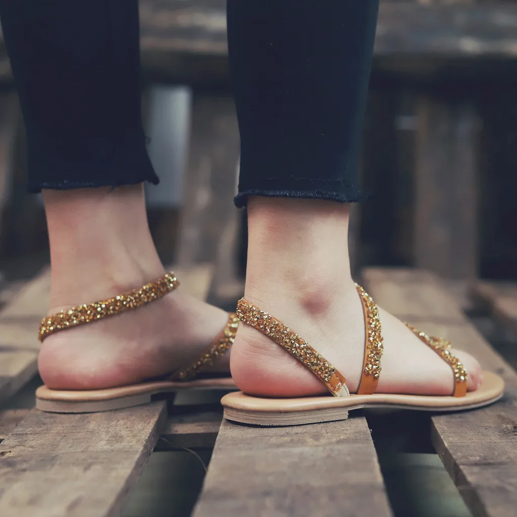 SAGACE/женские летние сандалии в римском стиле со стразами женская обувь на Плоском