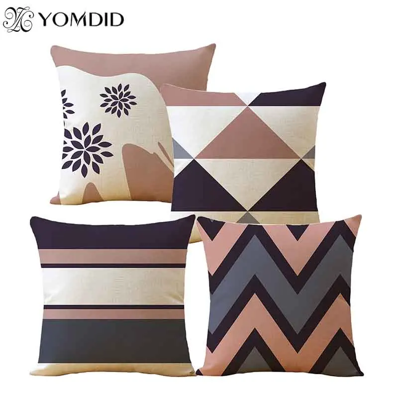 

Linen Cotton Cushion Cover Size 45*45cm Home Decor Square Pillow Cover Geometric Printed Pillowcase Pillow Covers Cushion Cover