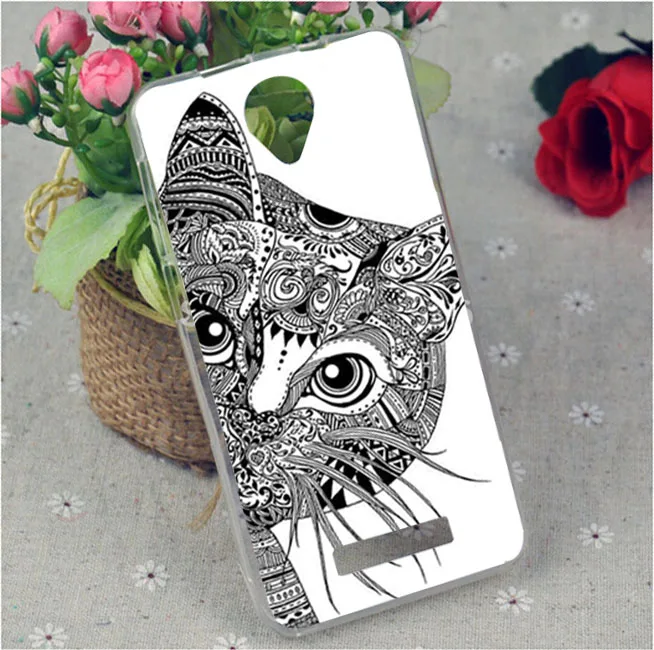 Fly IQ4514 DIY узор Мягкие TPU телефон задняя крышка кошка сова бабочка пион розы чехол