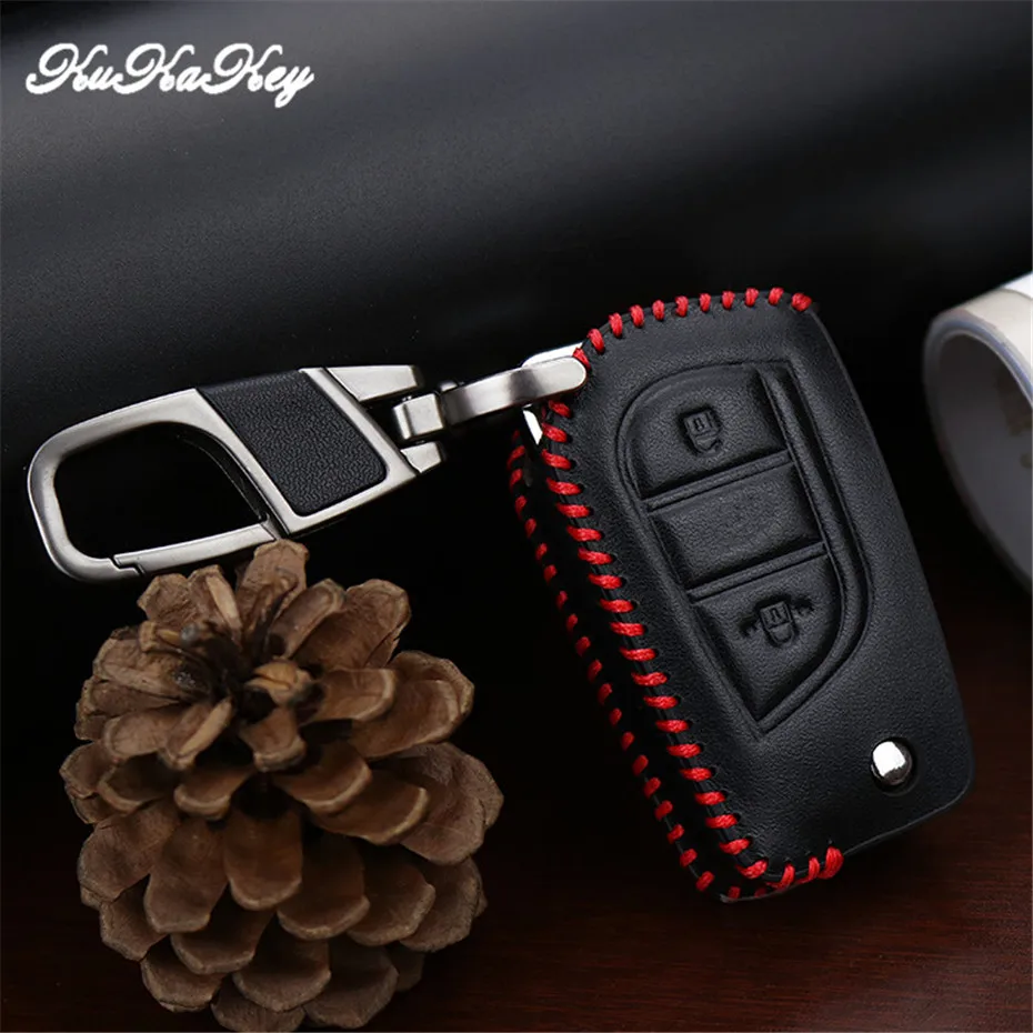 Умный чехол из натуральной кожи для автомобильного ключа Toyota Avensis Corolla Prius Camry Vitz
