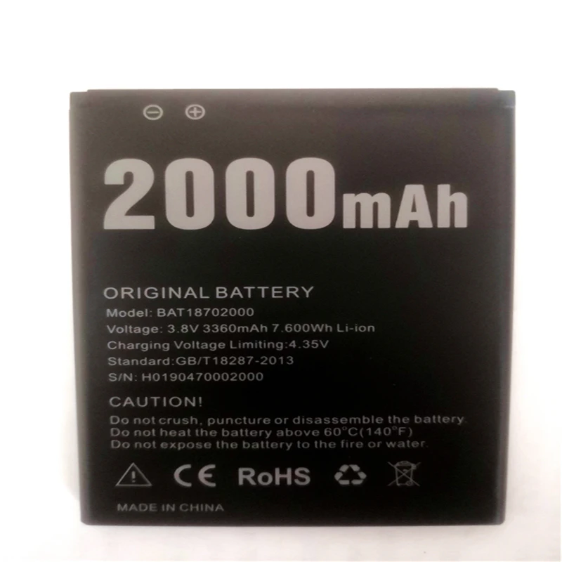 Новый Doogee X50 аккумулятор 2000mAh полимерный литий-ионный 3 8 V для телефона BAT18702000 с