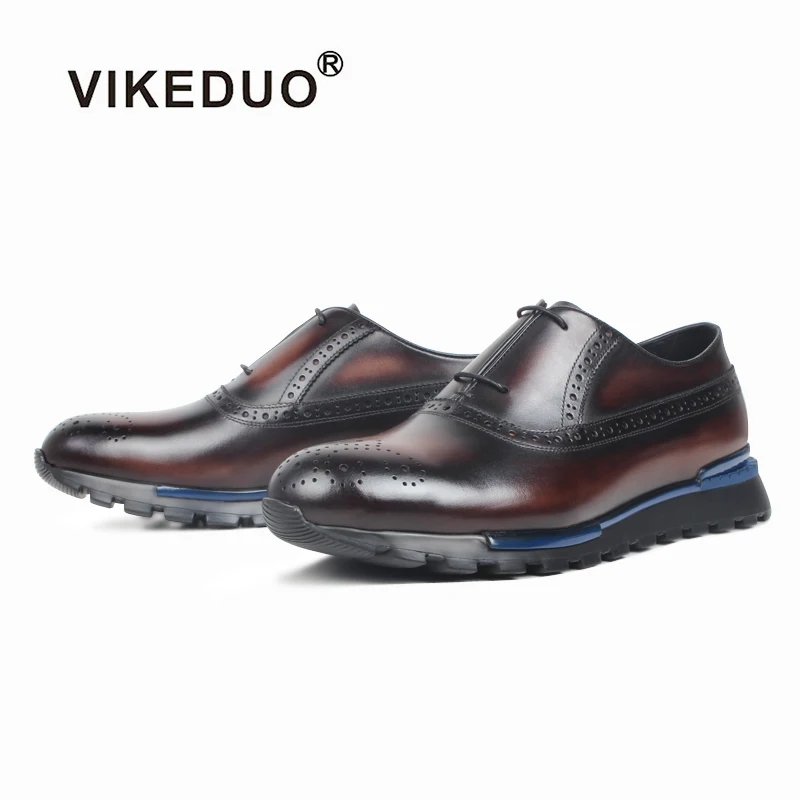 Мужские кроссовки VIKEDUO полные мужская обувь патина спортивные кожаные туфли