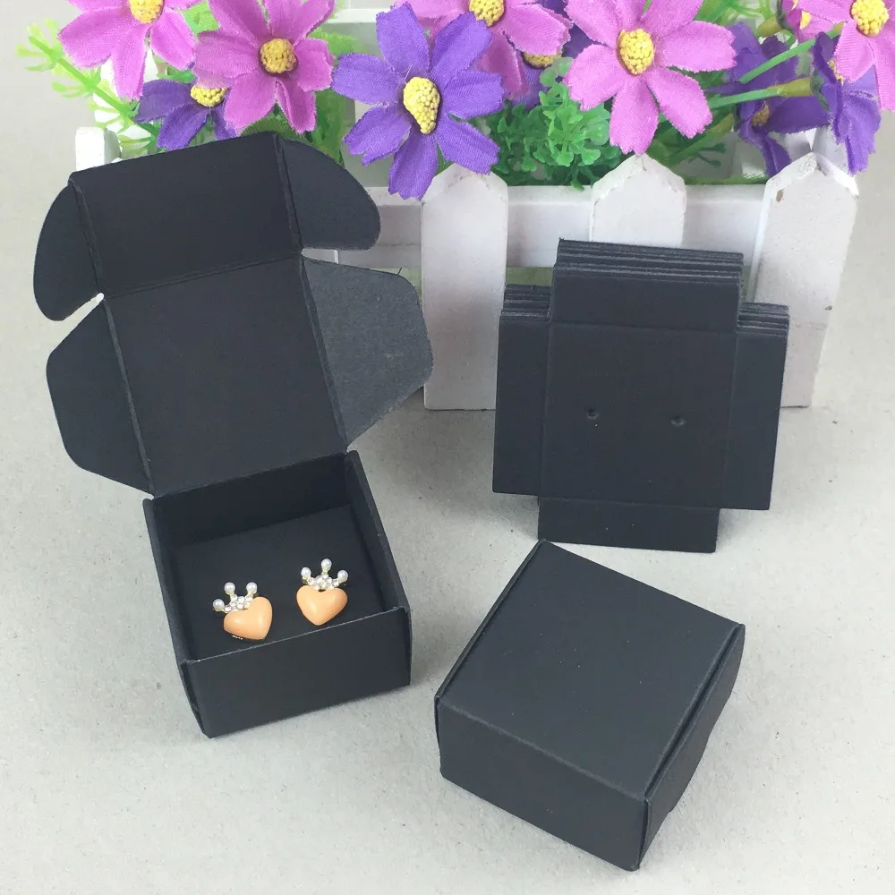 200 наборов бумажных коробок для ювелирных изделий и карточек сережек Крафт