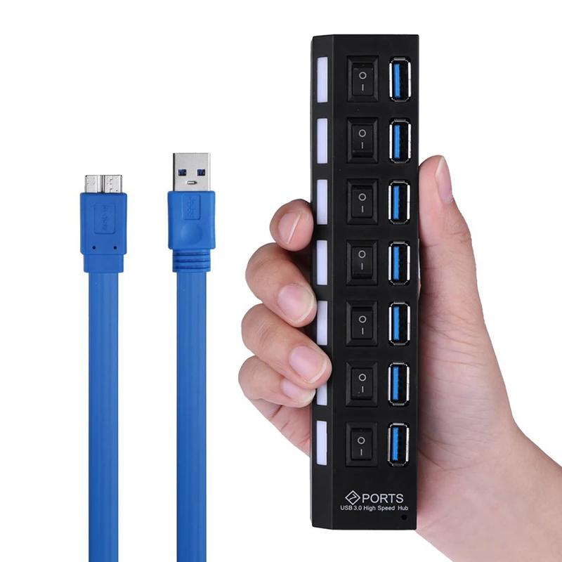 USB концентратор Micro usb хаб 2 0/3 0 с 7 портами высокоскоростной Hab выключателем