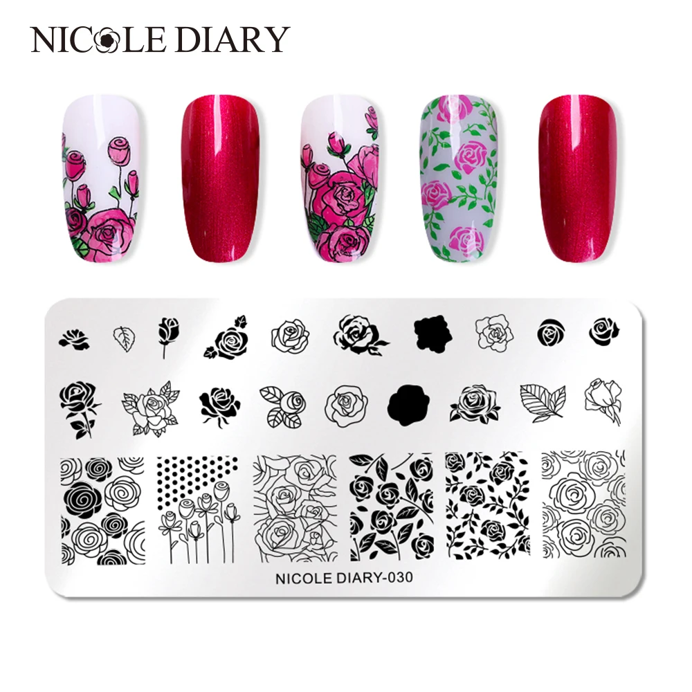 Трафарет NICOLE DIARY для дизайна ногтей шаблон печати рисунков цветов роз