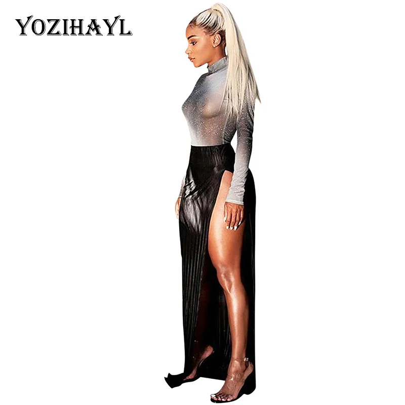 Сексуальное длинное платье Yozihayl с высоким разрезом женское Прозрачное