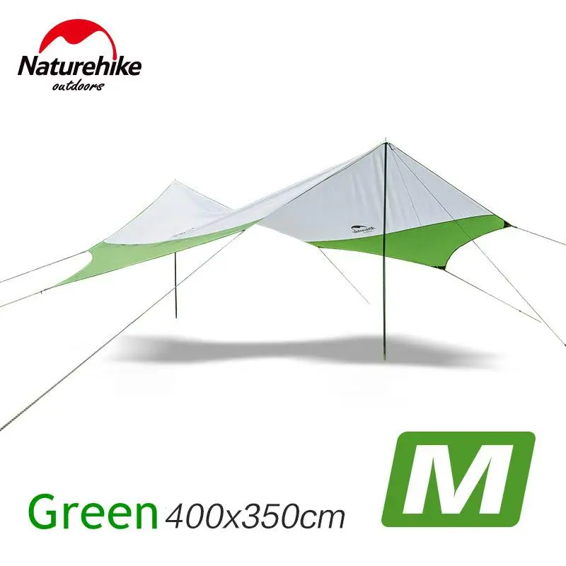 Green 400x350CM Naturehike шестиугольная палатка для кемпинга, Солнцезащитная палатка, для улицы, Ультралегкая, защита от солнца, водонепроницаемый тент, навес, Пляжная палатка, солнцезащитный козырек - Цвет: Green 400x350CM