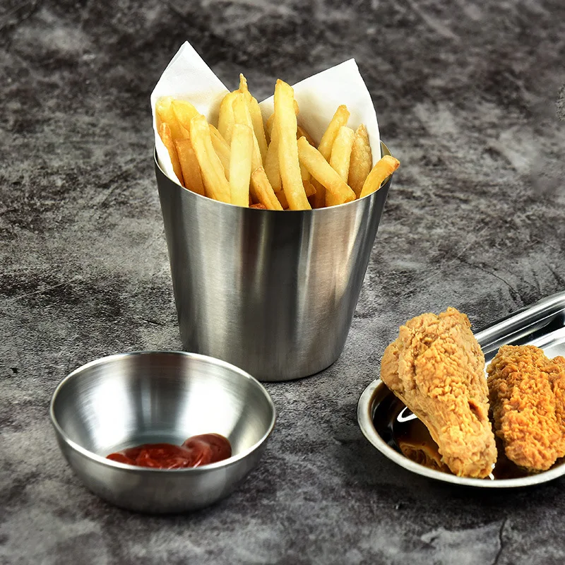 Creative French Fries Cup 304 Stainless Steel Fried Snacks Cold Drink coffee Spices Sauce Dish Kitchen supplies C0319 | Дом и сад