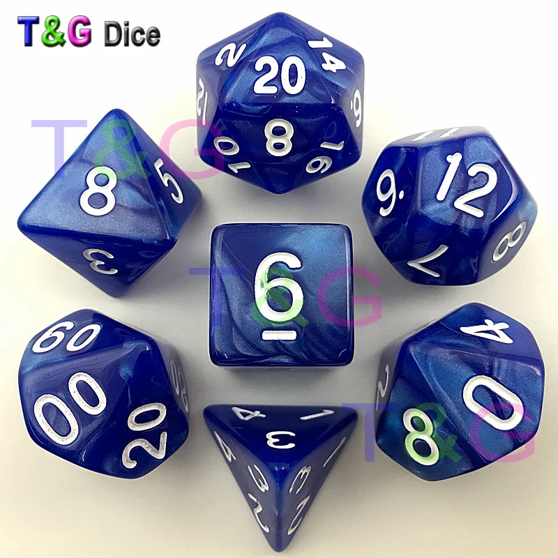 Новое поступление 7 шт./компл. акриловые многогранные игры TRPG для Подземелья и Драконы мраморный эффект D4-D20 мульти стороны Набор кубиков с цифрами