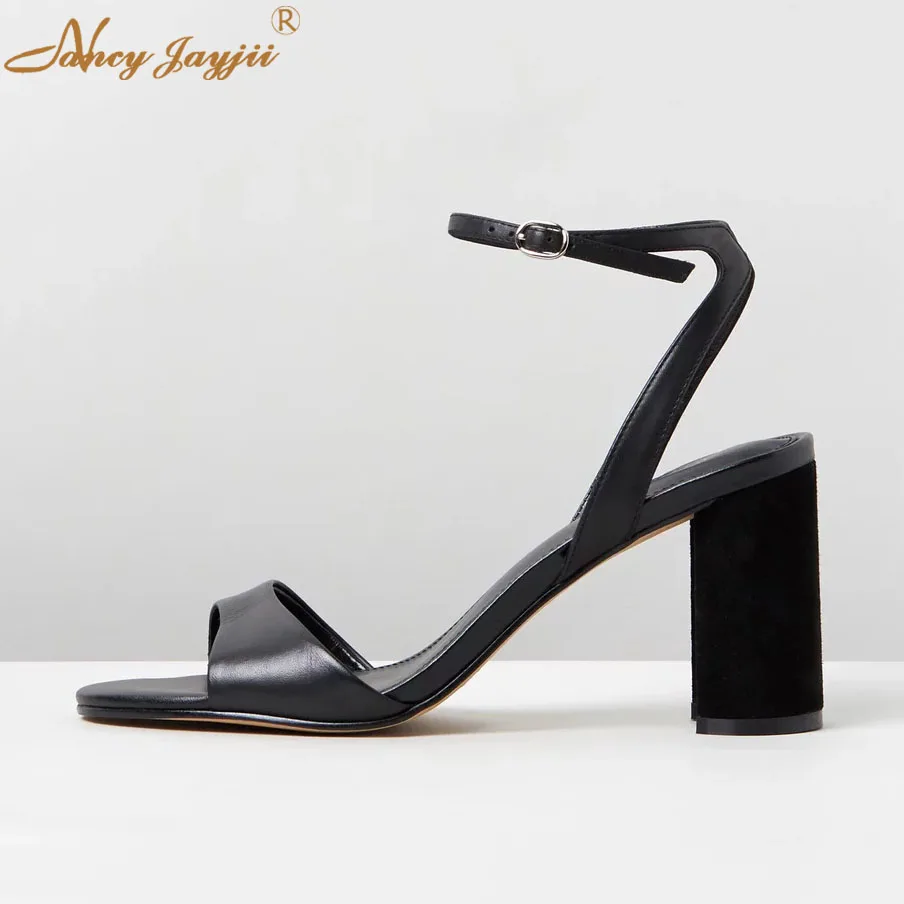 Женская обувь женские сандалии черного цвета с ремешком на щиколотке и пряжкой