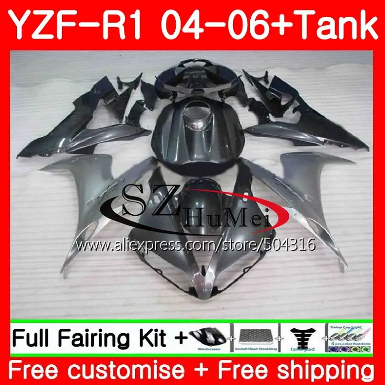 

Корпус для YAMAHA YZF-1000 YZF-R1 04 06 YZF1000 серебристо-серый 68SH5 YZFR1 04 05 06 YZF 1000 R 1 YZF R1 2004 2005 2006 обтекатели комплект