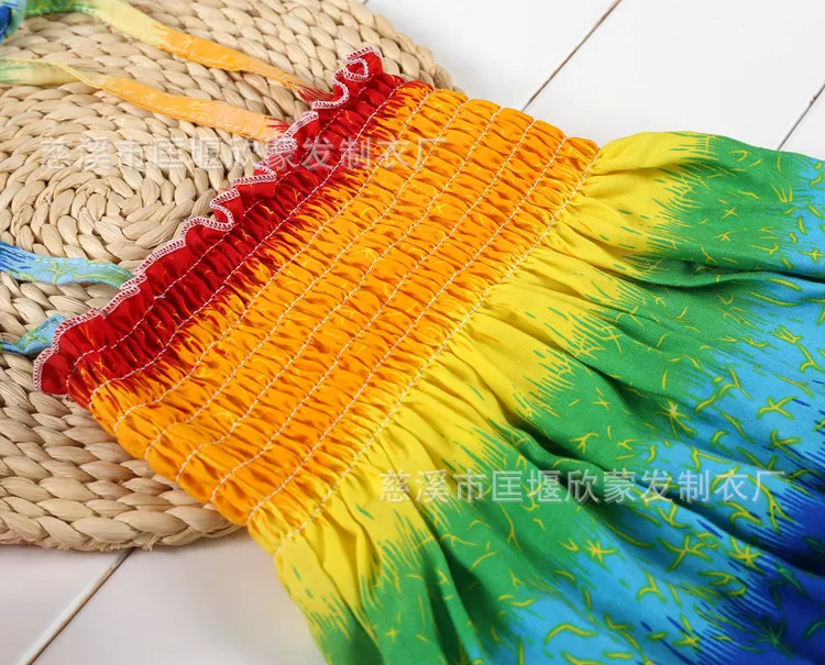 Летние платья для девочек в богемном стиле принцессы Радужное пляжное платье