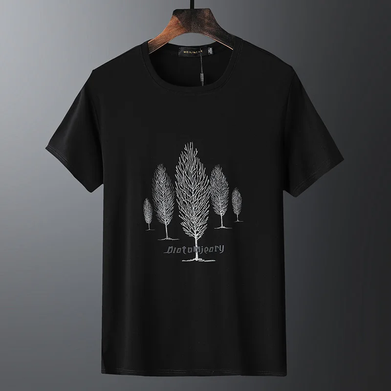 Cool Shiny Tree Printed T-Shirt 2019 Hip Hop Short Sleeve Streetwear Tops Tees Fashion Skateboards Tshirts For Men's Clothes | Мужская