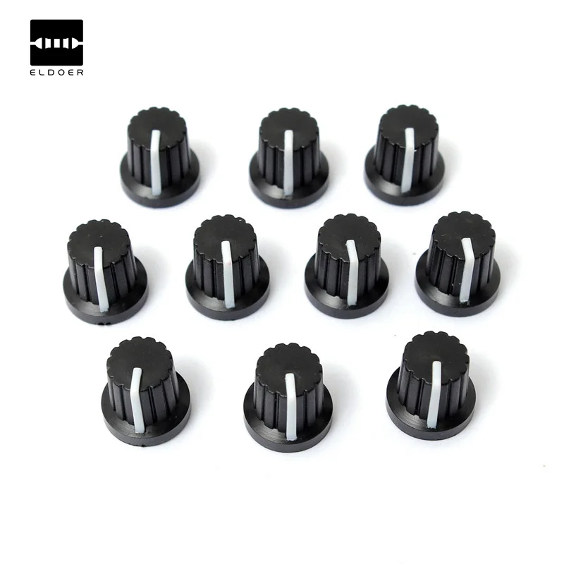 10 шт. 6 мм Диаметр отверстия вала пластиковая резьба рифленый потенциометр ручки