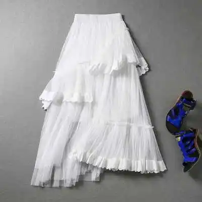 white LKGHULO, новая весенняя и летняя юбка с высокой талией, модная, темпераментная, нестандартная, фатиновая, кружевная юбка, A589 - Цвет: white