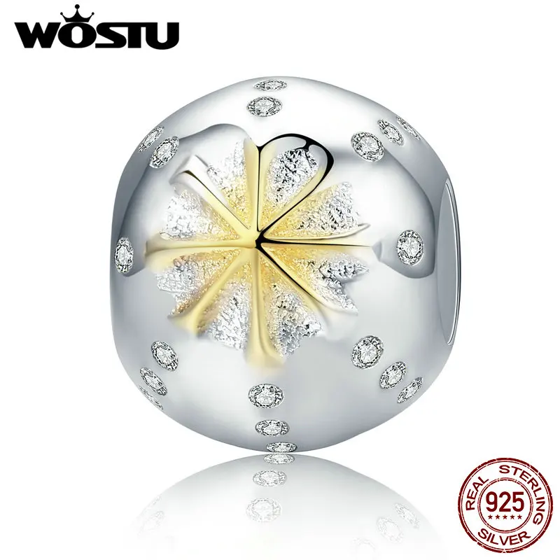 WOSTU высокое качество 925 пробы Серебряный Эдельвейс Бусины Подходят оригинальный