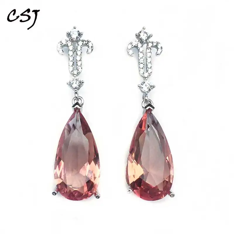 

CSJ Diaspore Zultanite Earrings 925 Sterling Silver Stone Color change Fine Jewelry Women Lady Wedding Engagment Party Gift