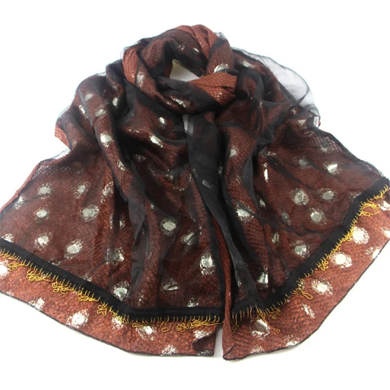 Высококачественные однотонные двухцветные шарфики из органзы в Серебристые