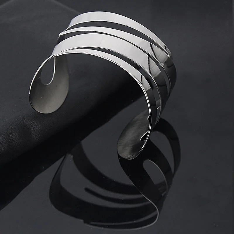 Нержавеющая сталь Браслеты блестящие женские манжеты Мода браслет 2016 5 мм Ширина