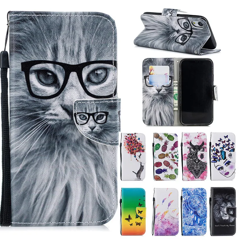 HEMASOLY Case For HTC One M8 Flip M10 PU Leather U11 Painted Wallet Cover With Card Slot |
